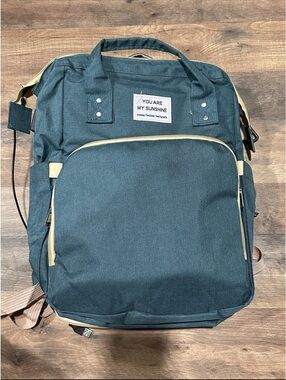 You Are My Sunshine Teal Baby Backpack Diaper Bag